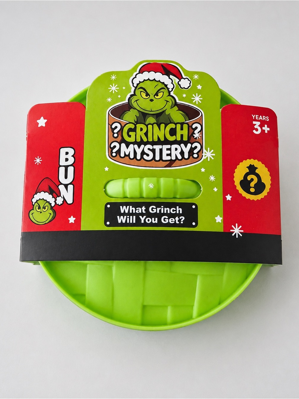 Grinch Mystery Glitter Dumpling Squishy Toy with Green Case – 1 Random Style